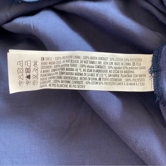 Cute English Factory Ruffle Mini Dress with Lace Trim & Flounce Sleeves Navy XS - Picture 15 of 16